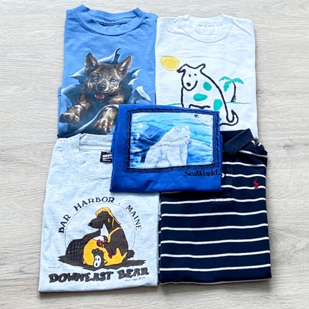 Vtg Marci Lipman Dog Tee & Ralph Lauren 5 Shirt Bundle Youth Size S